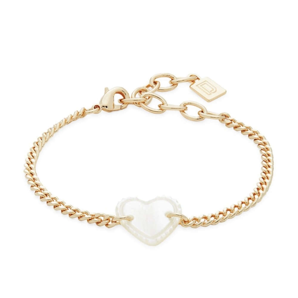 DANNIJO Anika Mother of Pearl Heart Curb Chain Bracelet